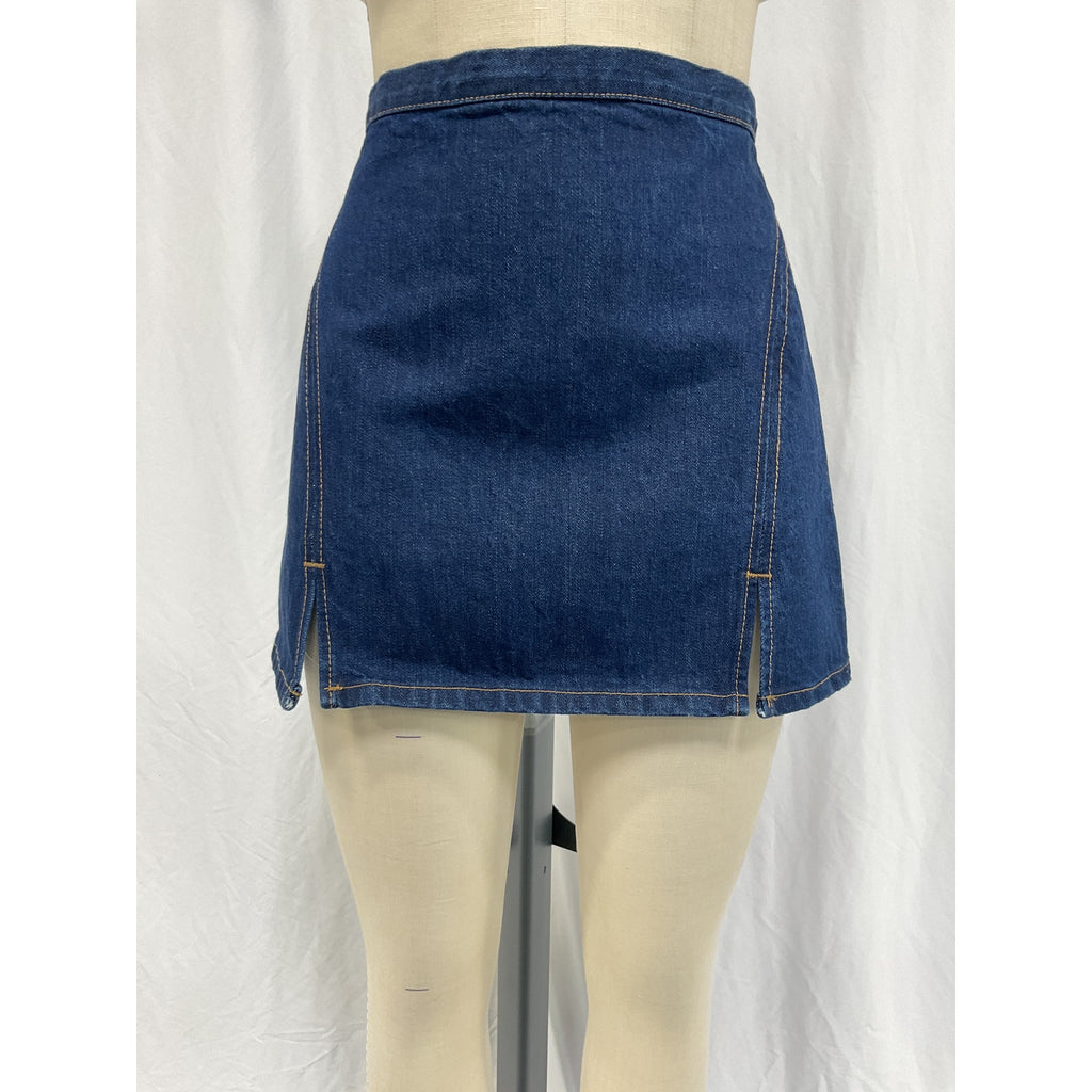 Re/Done Split Blue Cotton Front Skirt Size 26