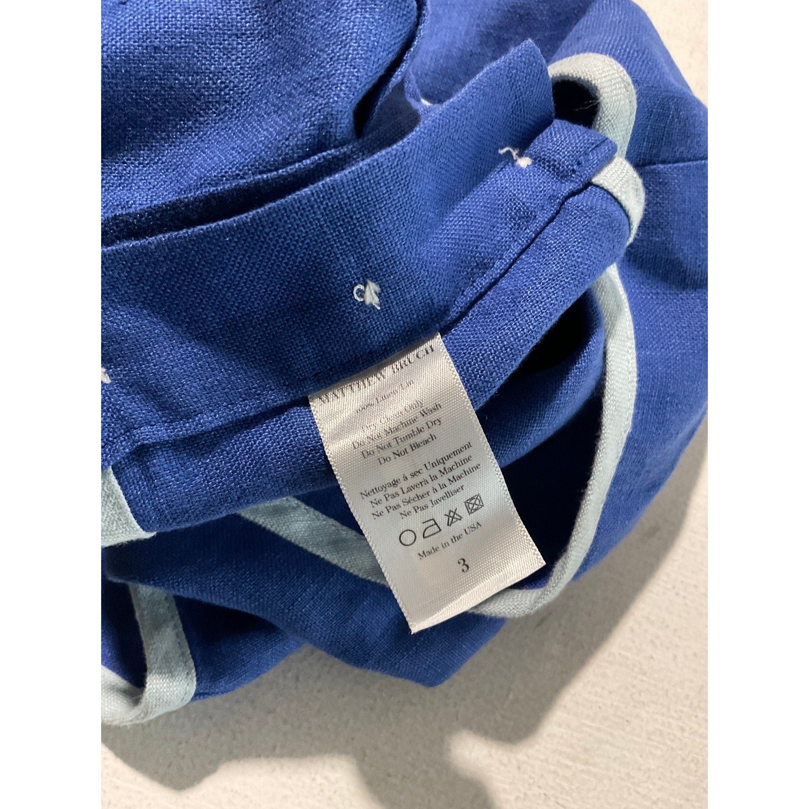 Matthew Bruch Bound Cutout Blue Linen Crop Top Size M