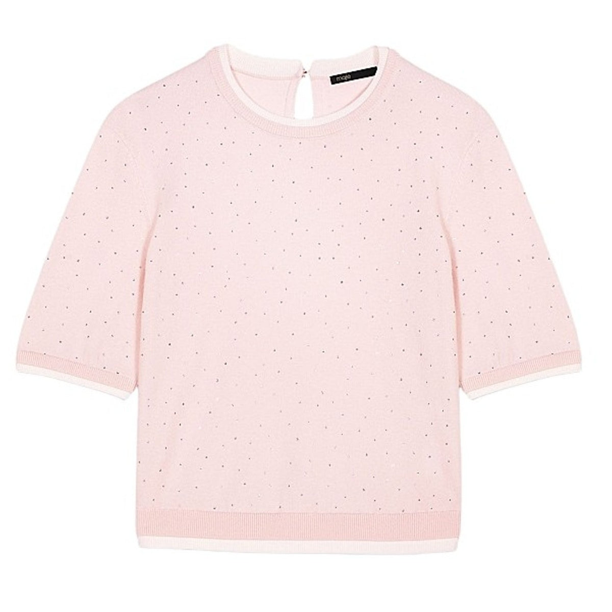 Maje Embellished Pink Studded Crewneck Sweater Size 2