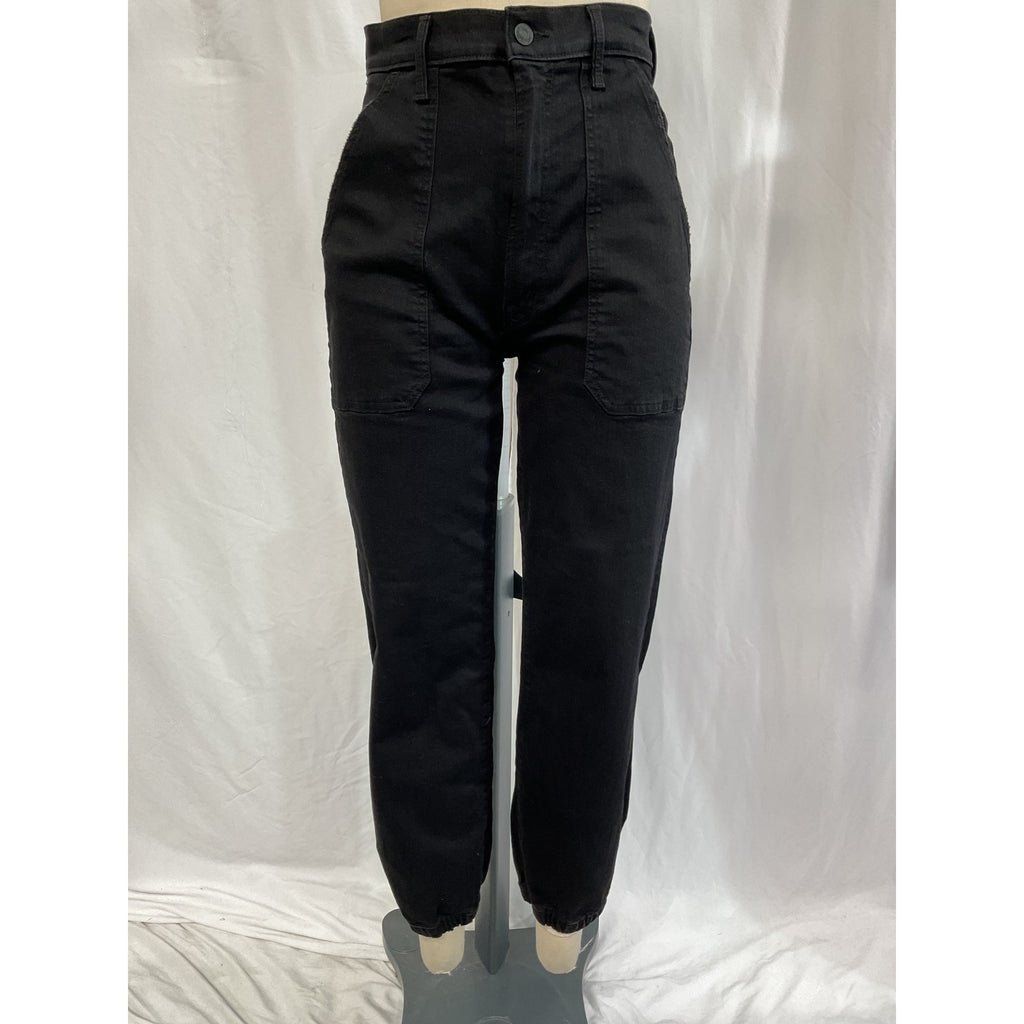 Mother 'Wrapper' Black Patch Springy Ankle Denim Jean Size 26