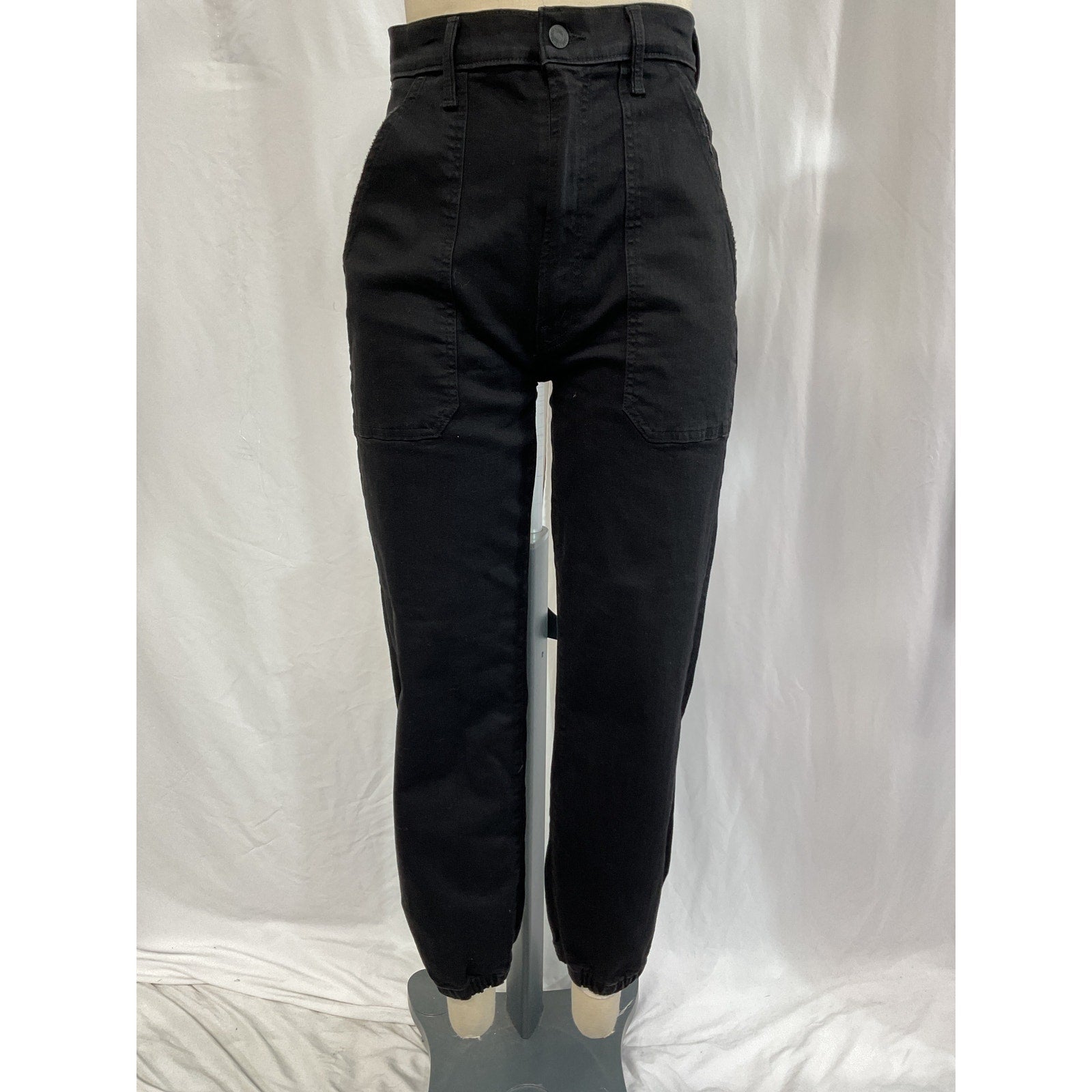Mother 'Wrapper' Black Patch Springy Ankle Denim Jean Size 26
