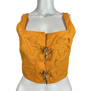 Cult Gaia Floral Orange Annie Corset Top Size M