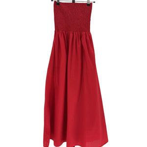 Faithfull The Brand Smocked Red Madella Midi Dress Size 6