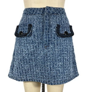 Self-Portrait Textured Blue Tweed Mini Skirt Size UK 8 / US 4