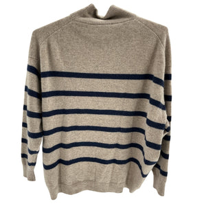 Hatch Cozy Oat Melange Navy Stripe Estella Turtleneck Sweater Size 2