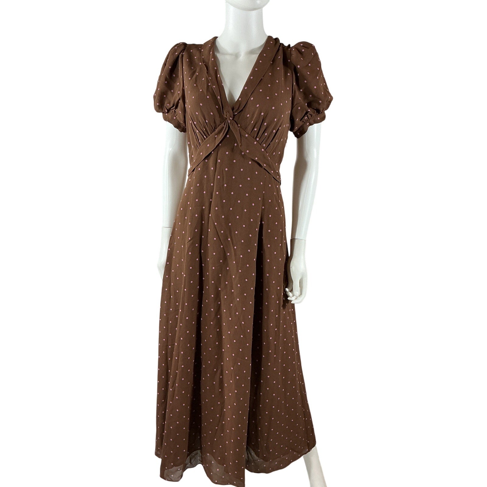 Reformation 'Michelle' Brown Viscose Dress Size 8