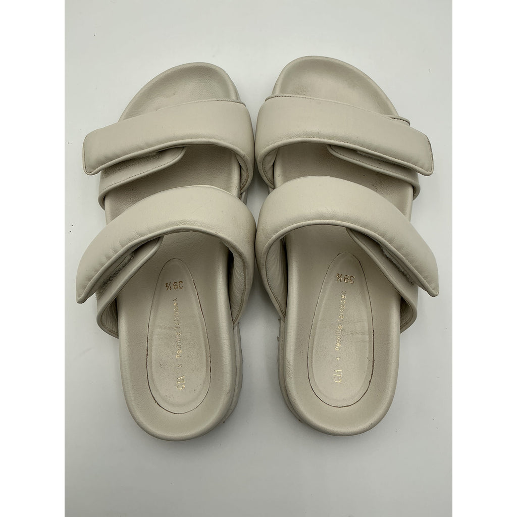 Gia Borghini X 'Pernille' White Teisbaek Leather Platform Sandal Size 9.5