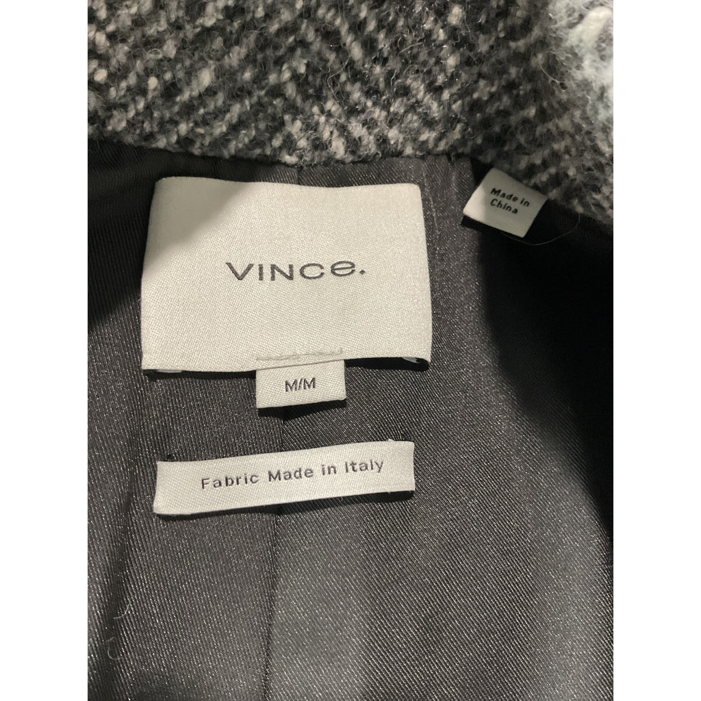 Vince 'Herringbone' Grey Wool Double Breasted Coat Size M
