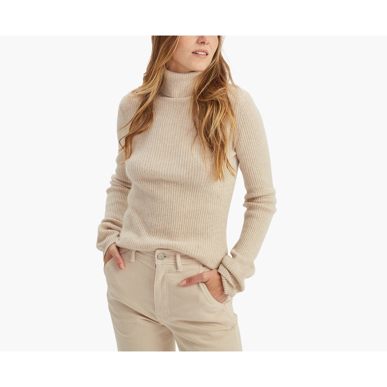 Naadam 'Cashmere' White Ribbed Turtleneck Size XS