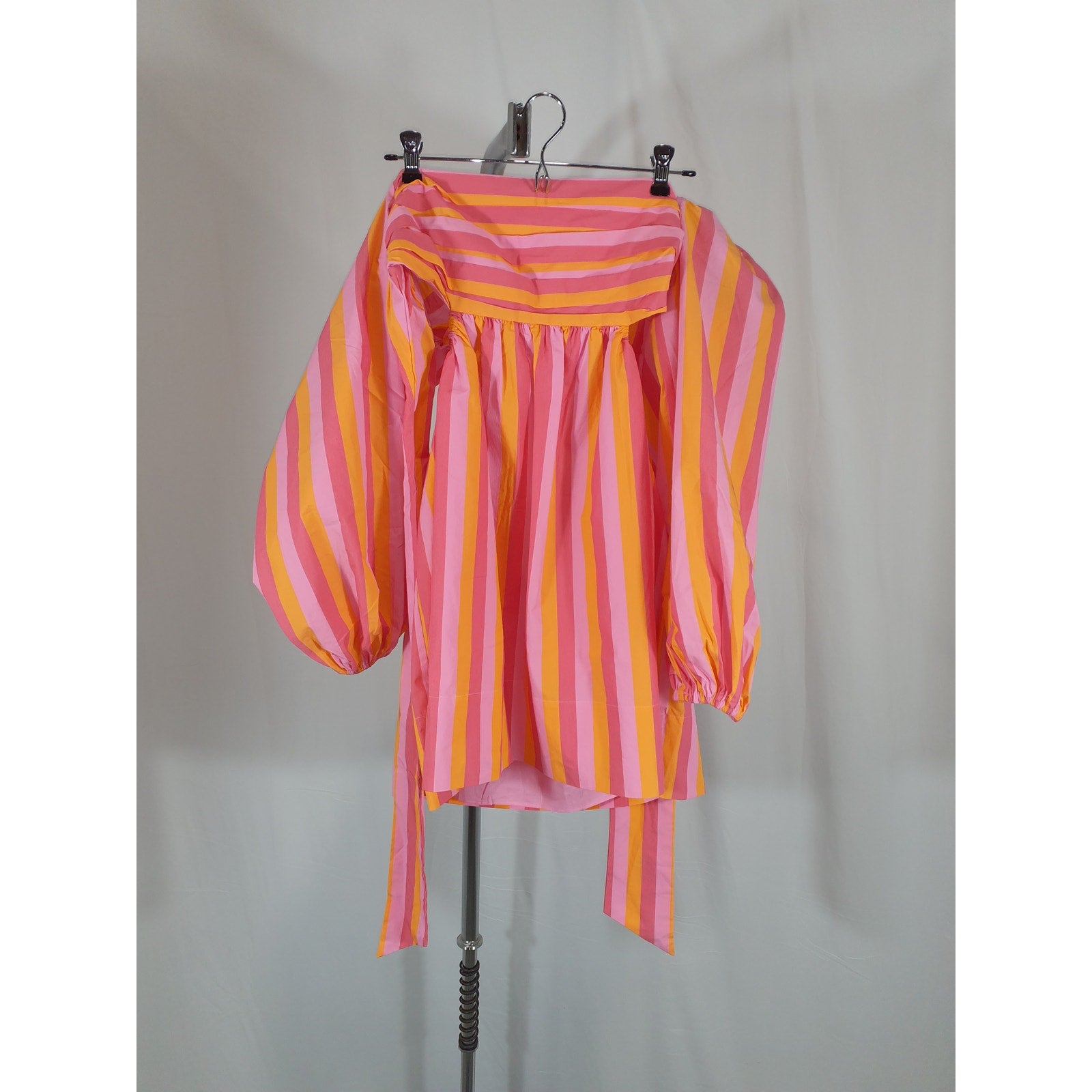 Rebecca Vallance 'Mimi' Pink Cutout Striped Cotton-Blend Poplin Mini Dress Size M - NWT