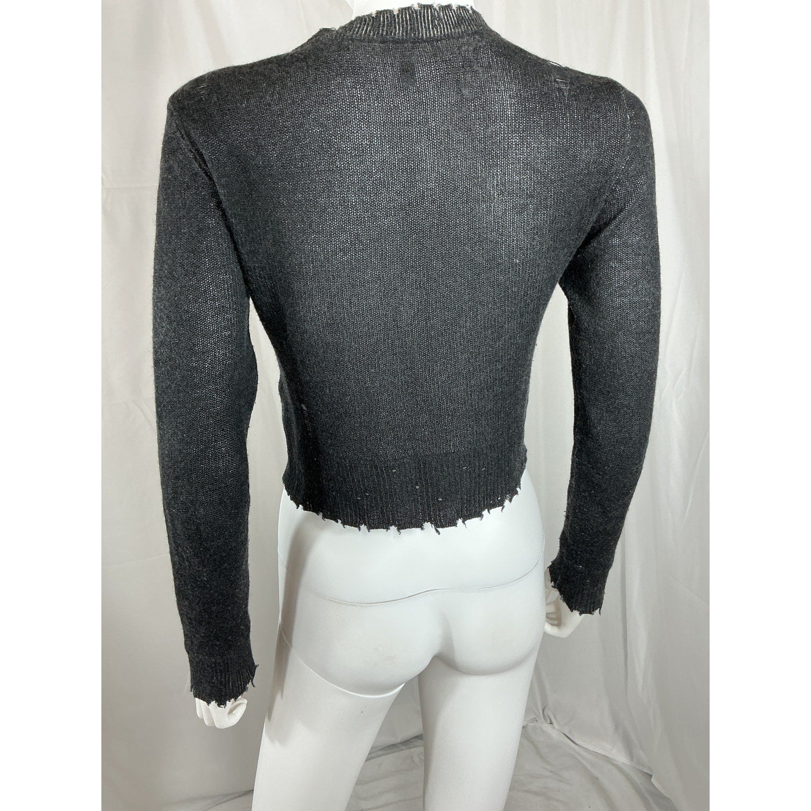 R13 'Flaming' Black Cashmere Heart Baby Crewneck Size S