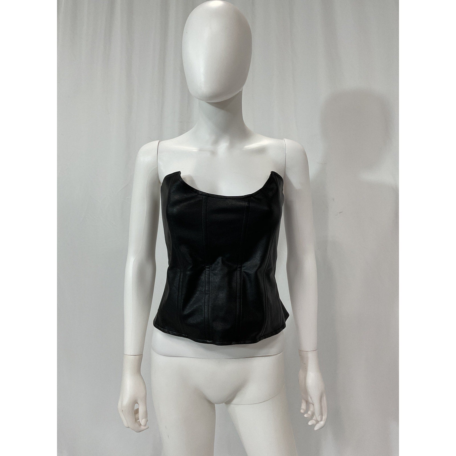Miaou 'Leia' Black Faux Leather Corset Size L