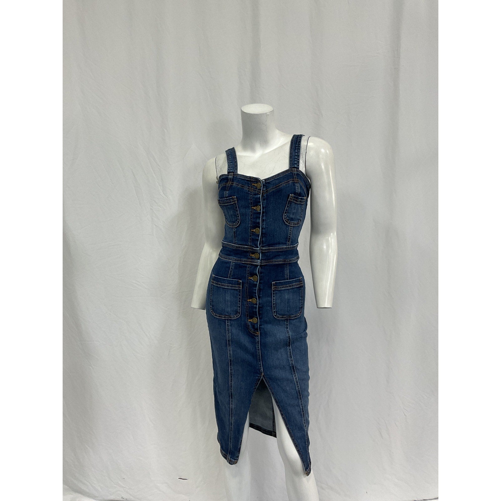 Ramy Brook 'Monica' Blue Cotton Denim Midi Dress Size 23