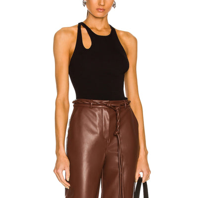 Simkhai Ribbed Black Marte Tank Top Size S