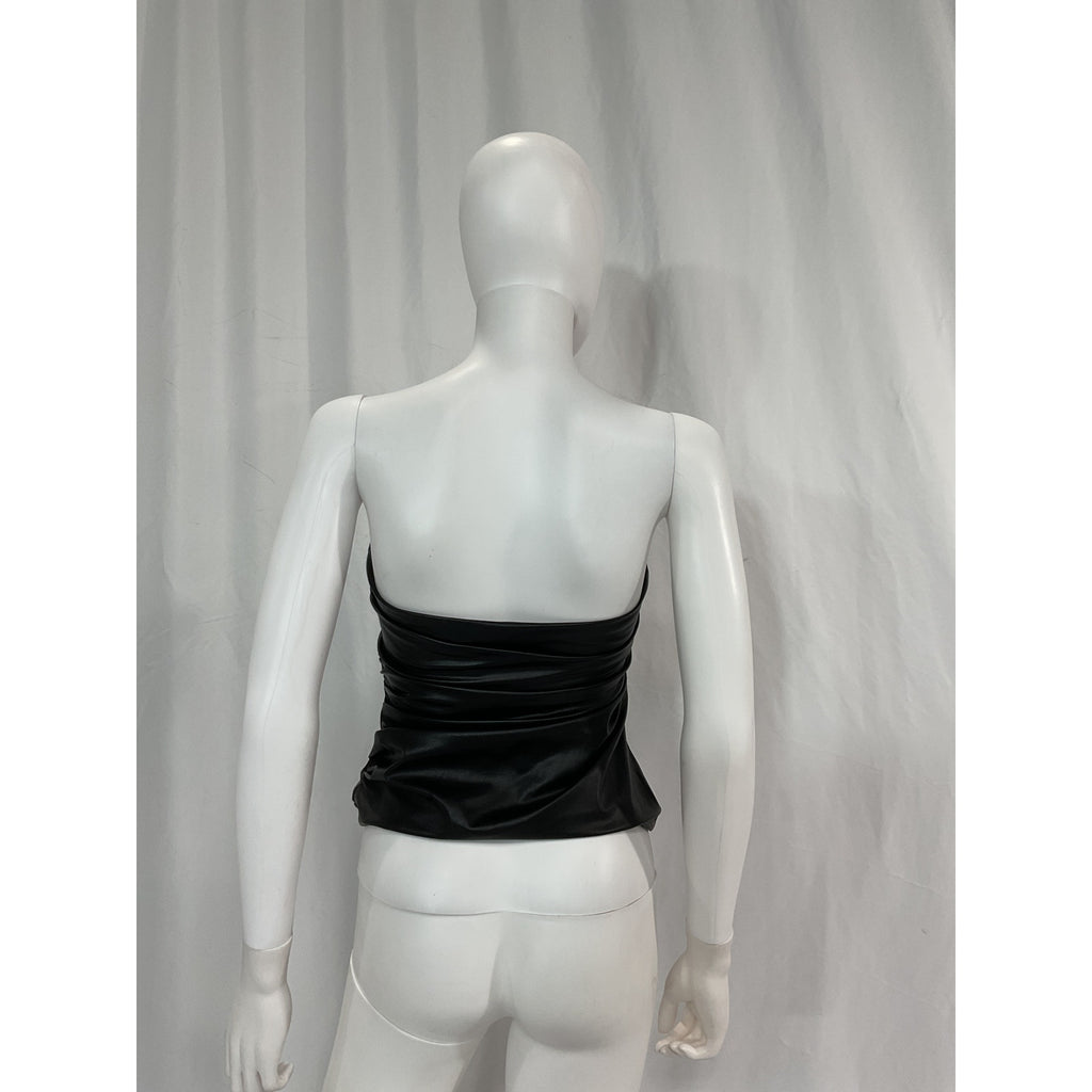 Helmut Lang Black Faux Leather Tube Top Size XS