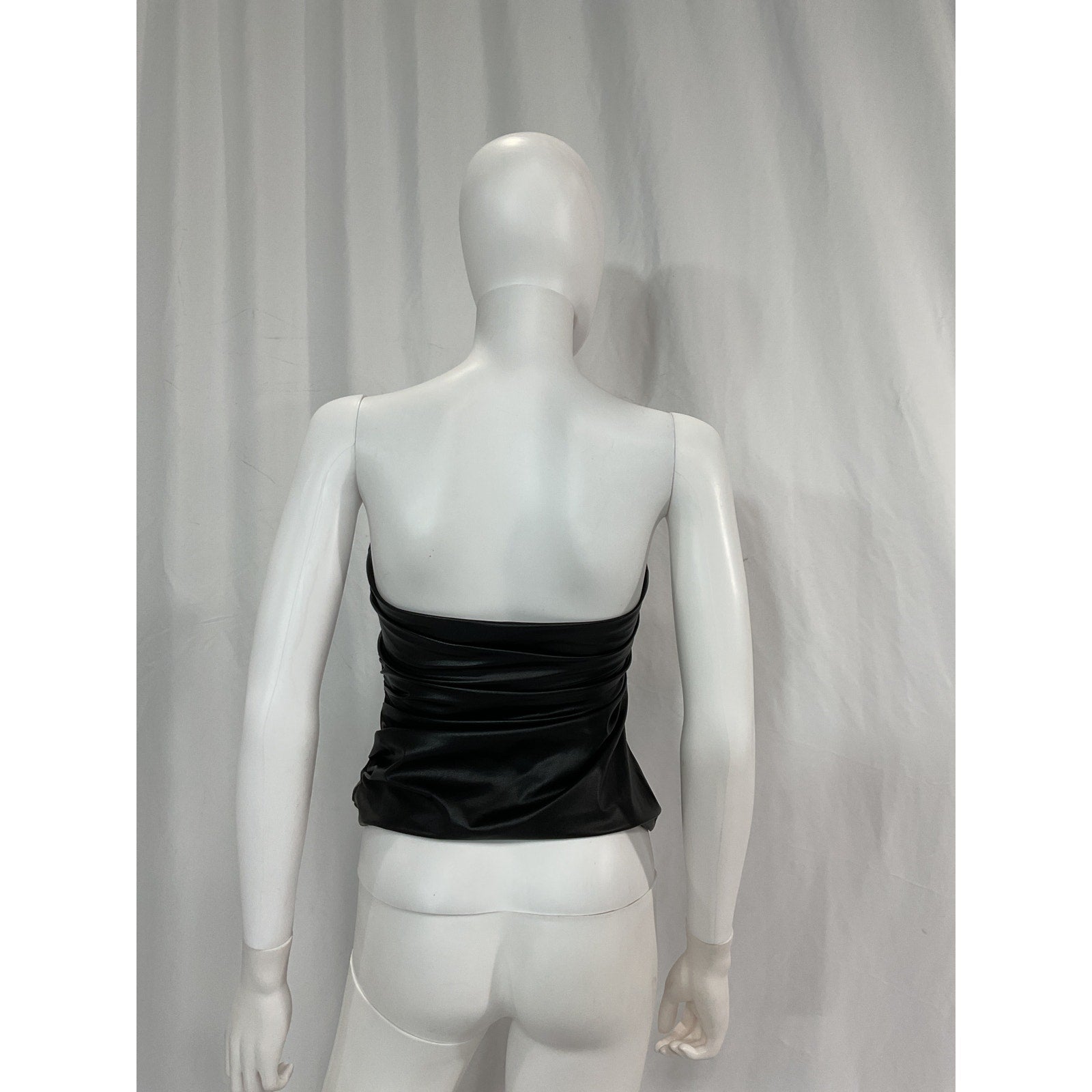 Helmut Lang Black Faux Leather Tube Top Size XS