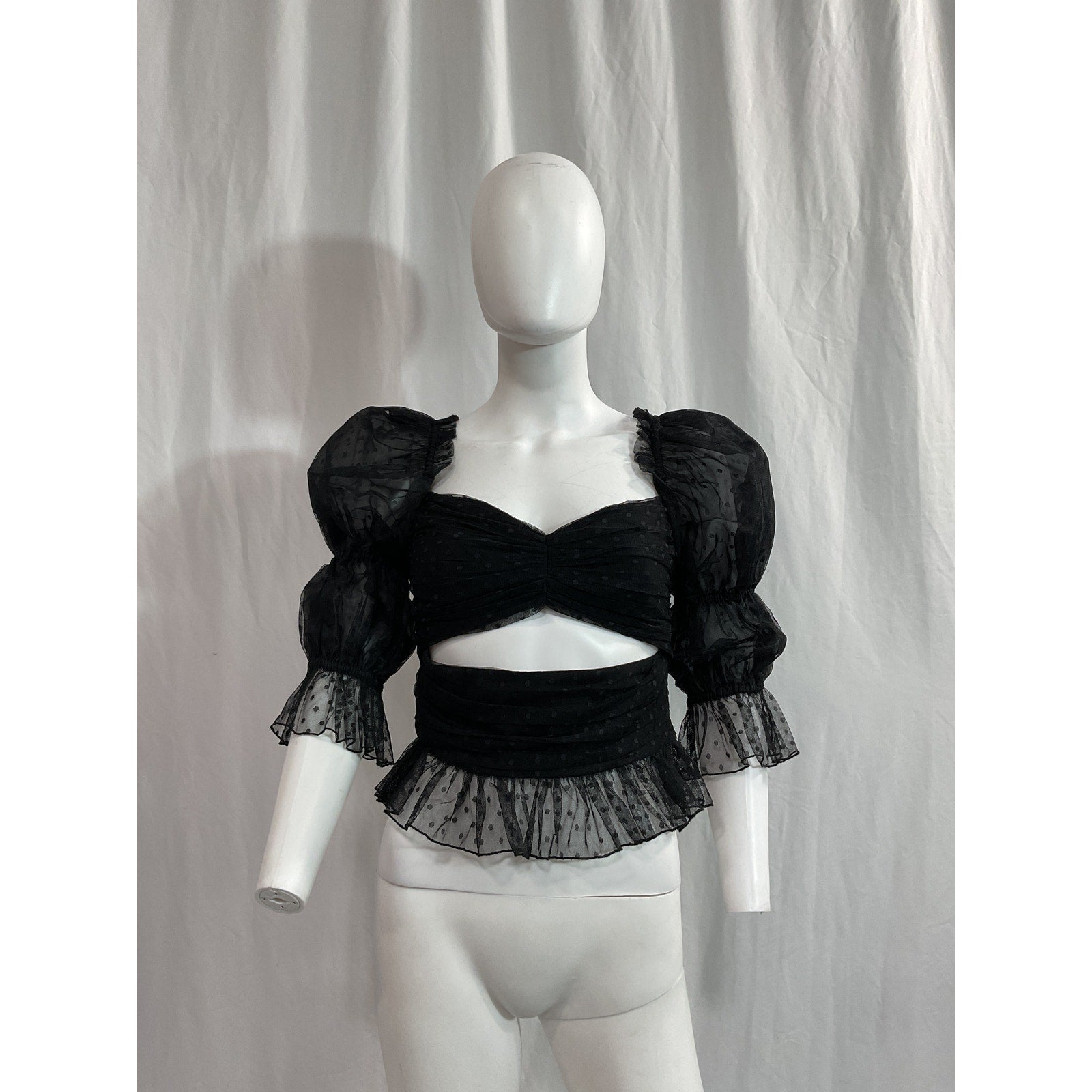 Lpa 'Dolores' Black Jacquard Cut Out Mesh Top Size M - NWT