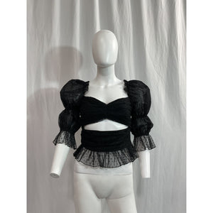 Lpa 'Dolores' Black Jacquard Cut Out Mesh Top Size M - NWT