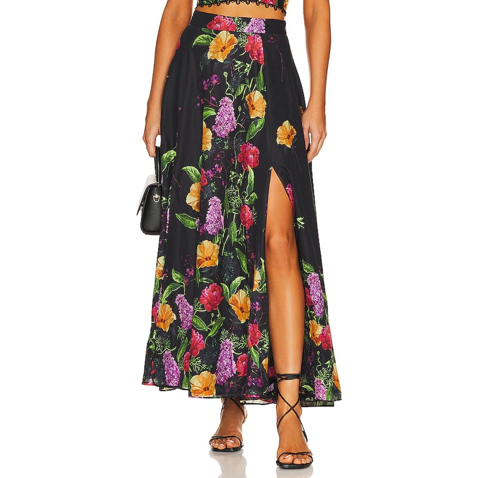 Charo Ruiz 'Tana' Black Long Voile Skirt Size S