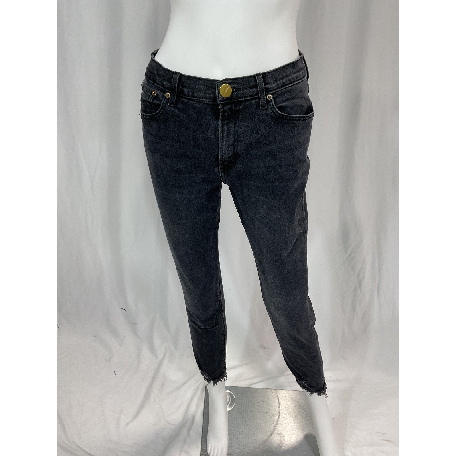 Aviator Nation Mid Rise Black Slim Surfer Denim Jean Size 26