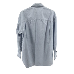 Ferragamo Pinstriped Blue Button-Front Size Large Shirt