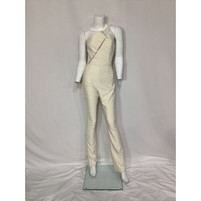 Michael Costello 'Essex' White One Shoulder Jumpsuit Size S