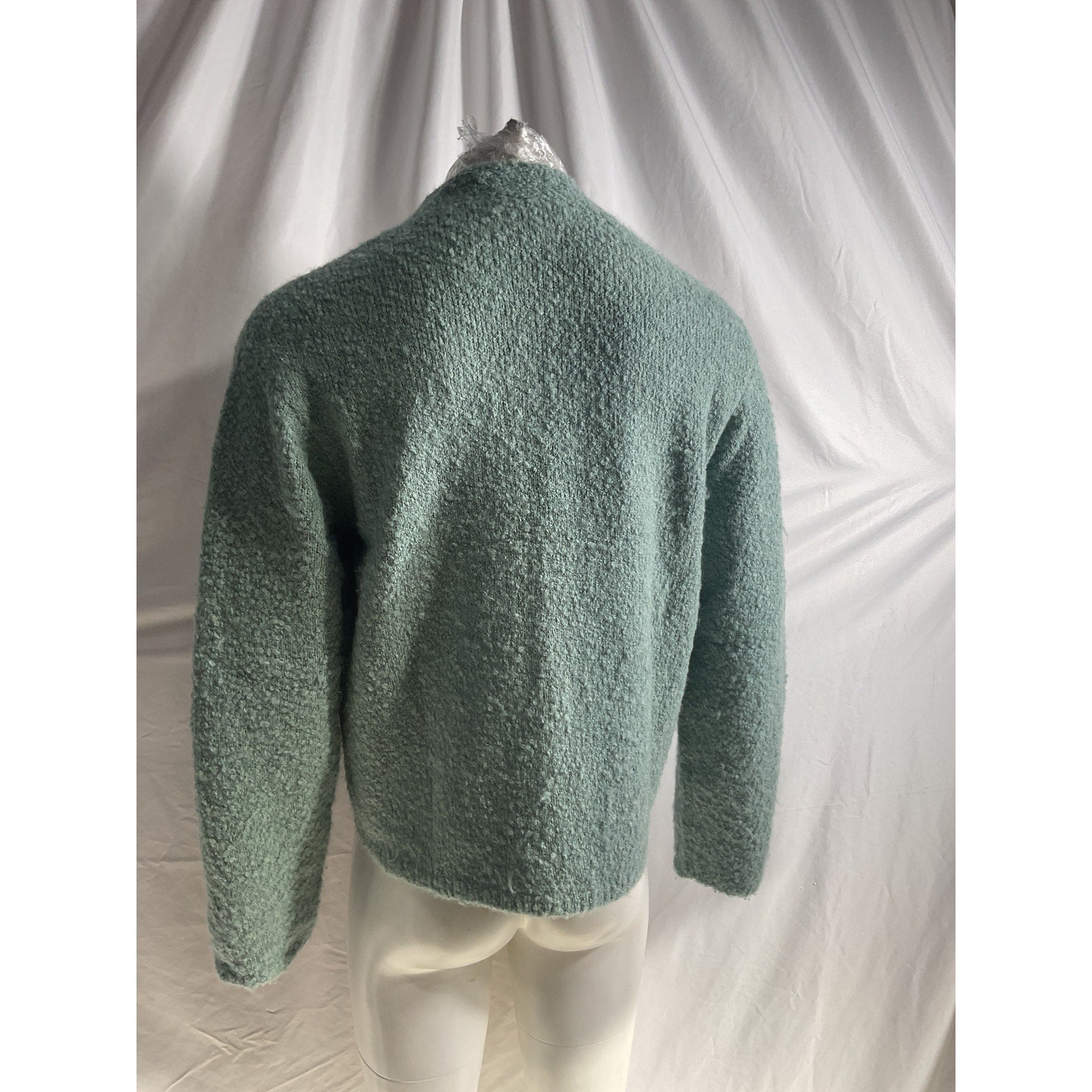 The Elder Statesman 'Oversized' Green Cashmere, Alpaca And Silk-Blend Boucl� Cardigan Size M