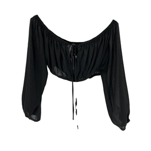 Michael Costello Ruched Black Elias Blouse Size XXS