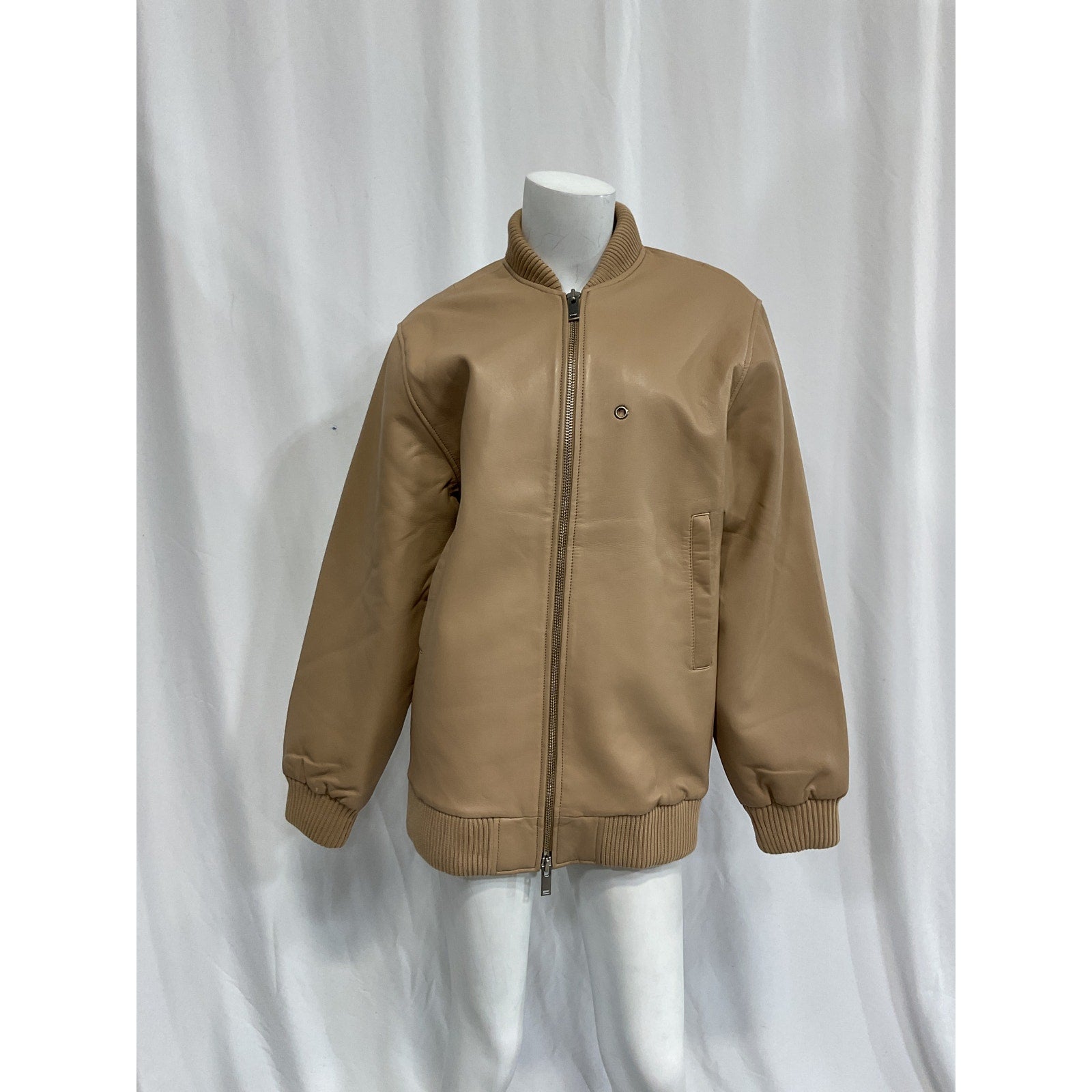 Retrofete 'Halle' Tan Leather Moto Jacket Size XS