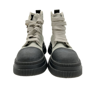 Ganni Chunky Gray Canvas Ankle Boots Size 7