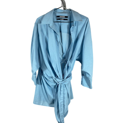 Jacquemus Draped Blue La Robe Agui Dress Size 40 FR / US 8