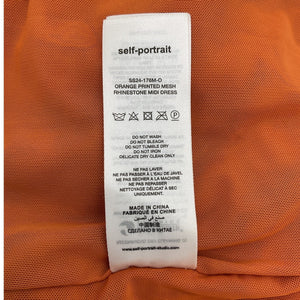Self-Portrait Embellished Orange Off-Shoulder Midi Dress Size UK 8 / US 4