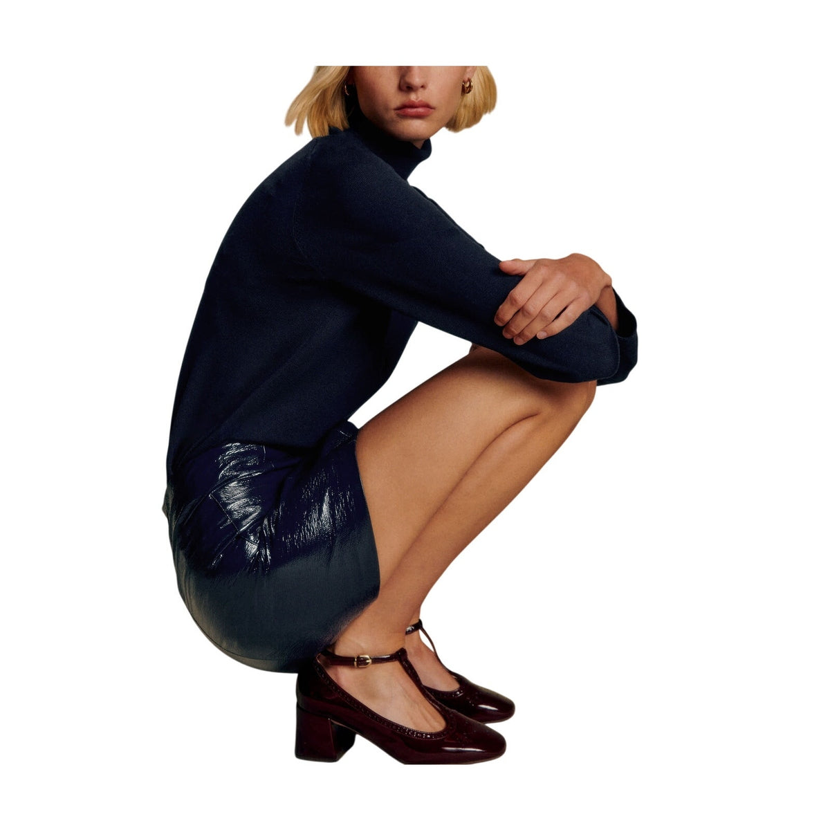 Sézane Textured Blue Nehir Skirt Size 34