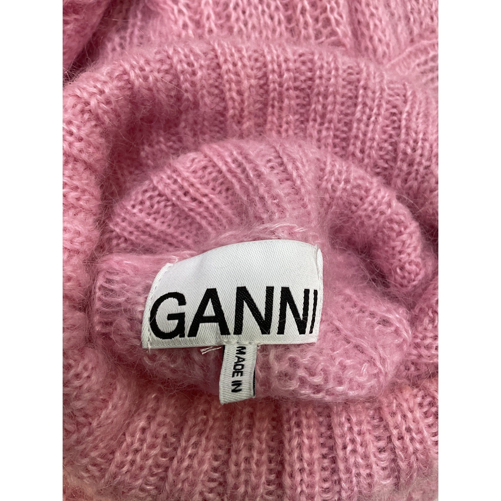 Ganni High Neck Cropped Pink Polyamide Pullover Sweater Size XS