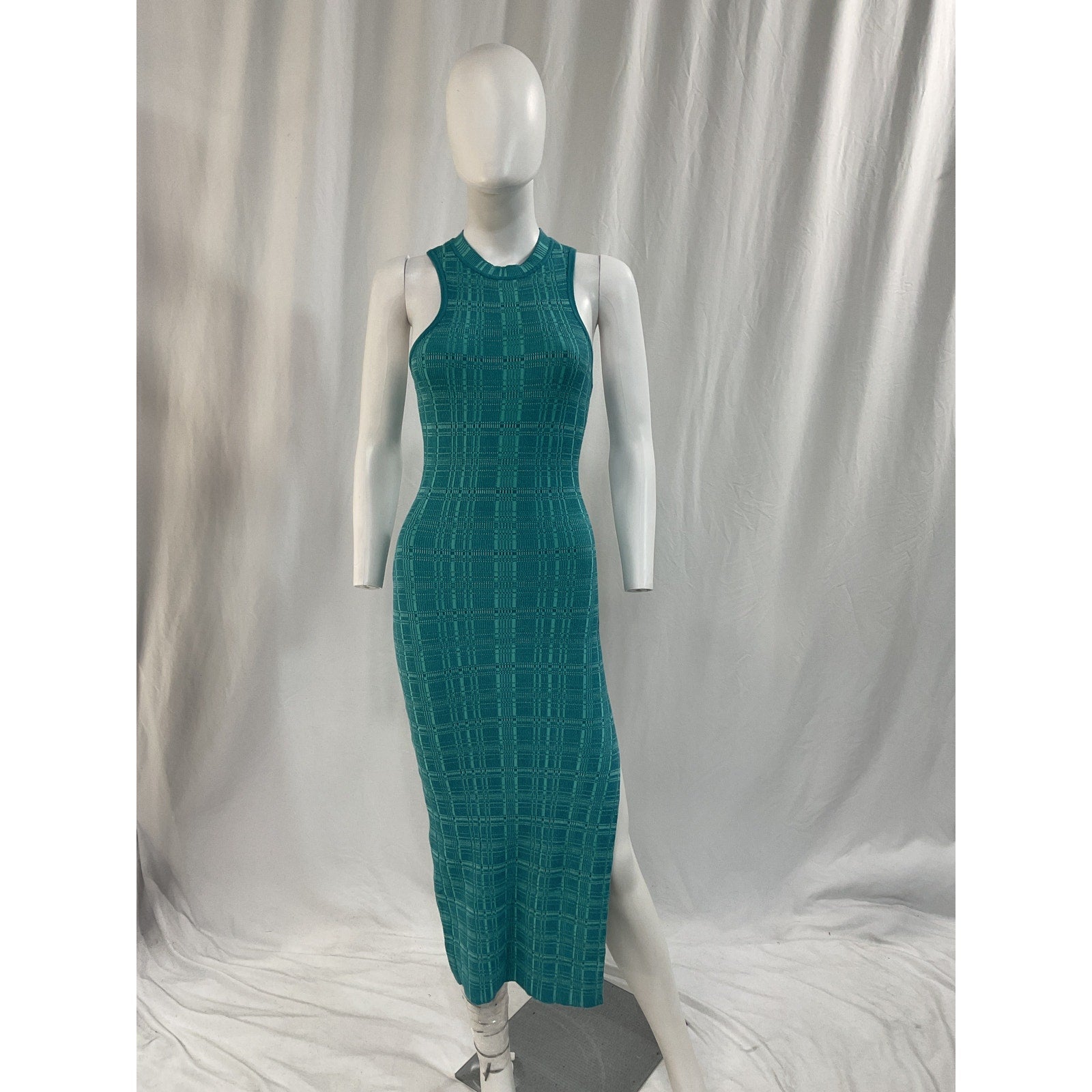 L'Academie 'Halia' Blue Midi Knit Dress With Slit Size S - NWT