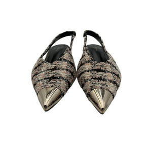 Anine Bing 'Nina' Black Leather Heels With Metal Toe Cap Size 10 US / 40 EU