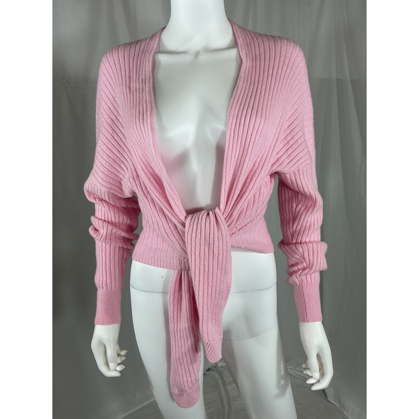 Autumn Cashmere x Revolve Pink Cashmere Tie Front Rib Cardigan Size L