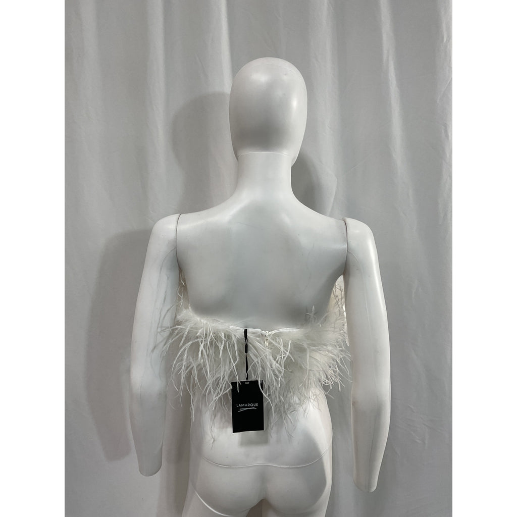Lamarque 'Zaina' White Feather Top Size XS - NWT