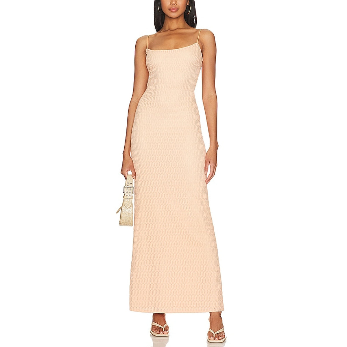 House Of Harlow 1960 Textured Orange Nieto Maxi Dress Size M