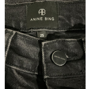 Anine Bing Classic Iron Black Nix Straight Leg Denim Jeans Size 25