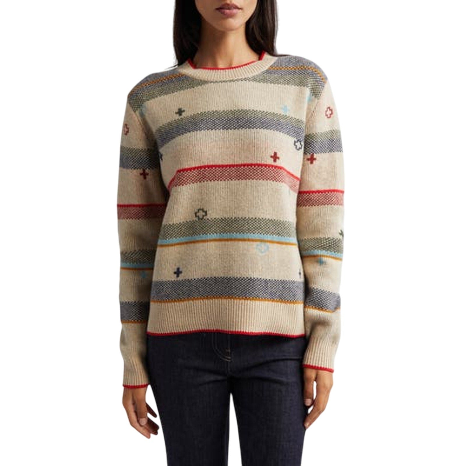 Pendleton 'Graphic' Beige Merino Wool Sweater Size S
