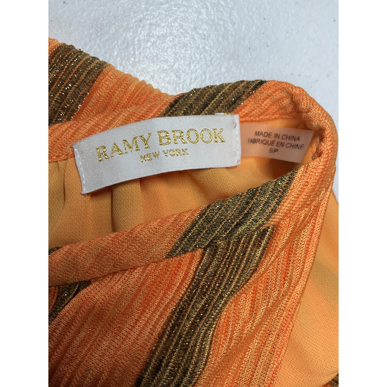 Ramy Brook Knit Paris Gold Polyester Sleeveless Mini Dress Size S