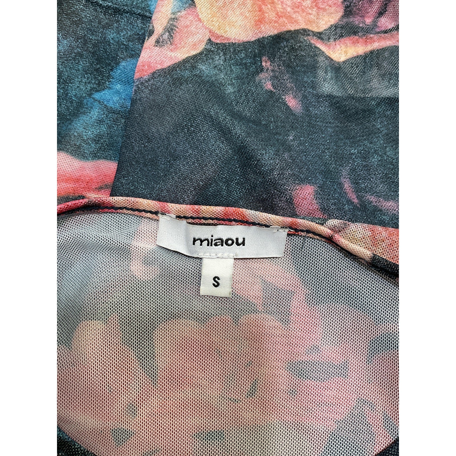 Miaou 'Power' Black Mesh Long Sleeve Tee Size S