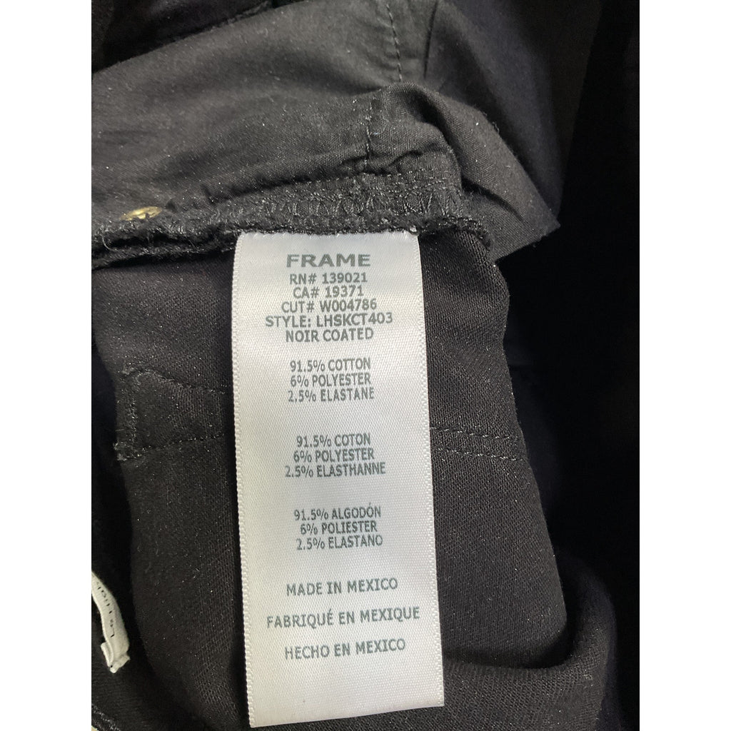 Frame Le Skinny 'De Jeanne' Black Cotton Coated Jeans Size 25