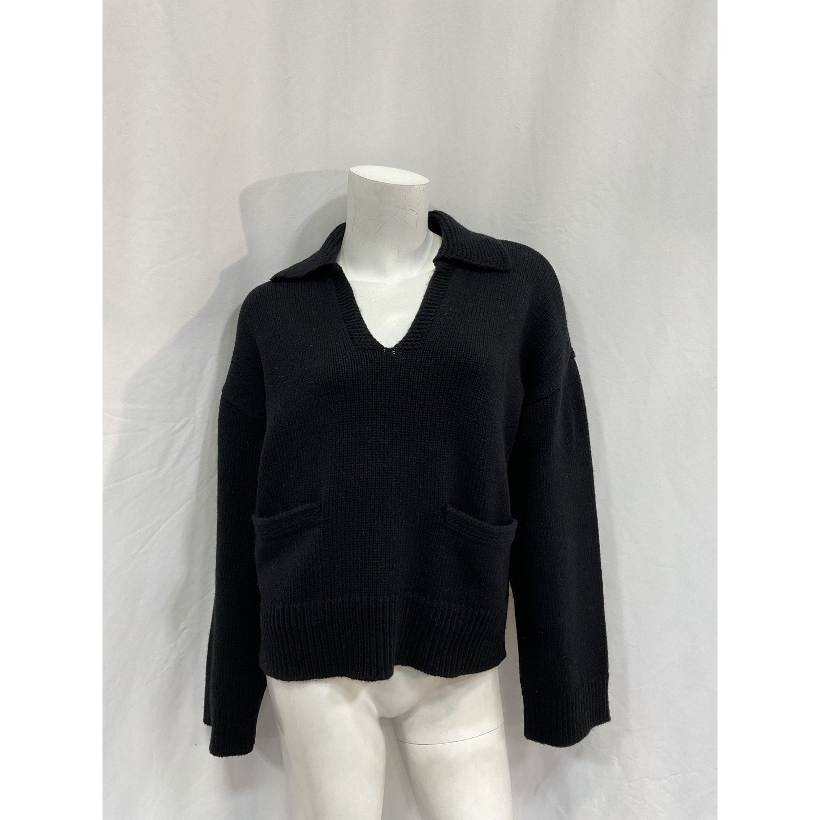 Rag & Bone 'Danica' Black Wool Wool-Cashmere Polo Sweater Size XS