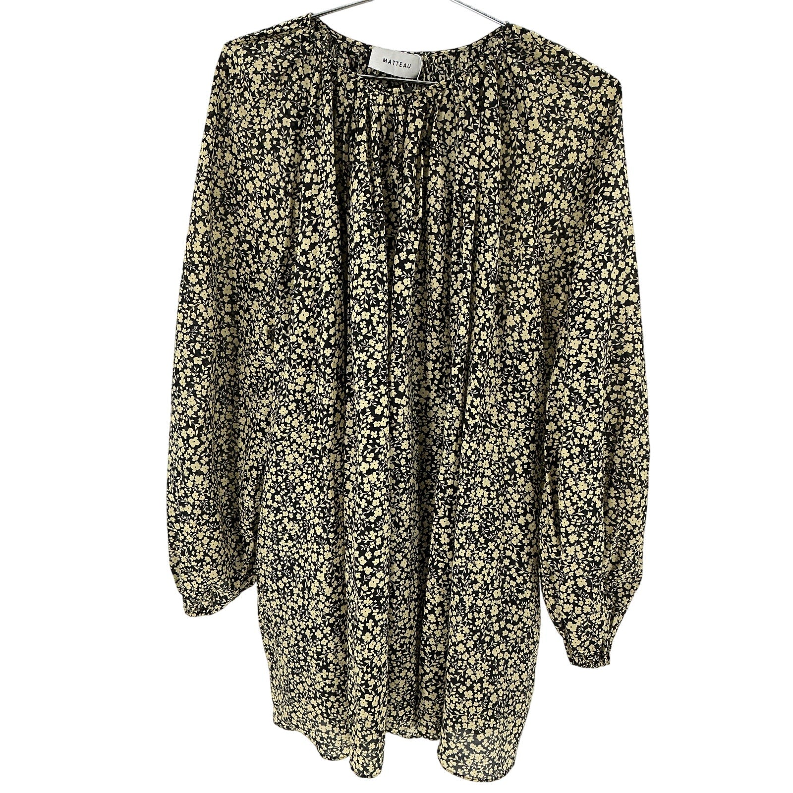Matteau + Net Sustain Floral-Print Organic Black Cotton And Silk-Blend Mini Dress Size 8