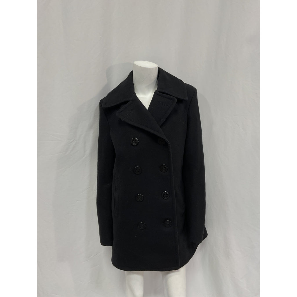 Schott Nyc Wool Blend Black Wool Peacoat Size L