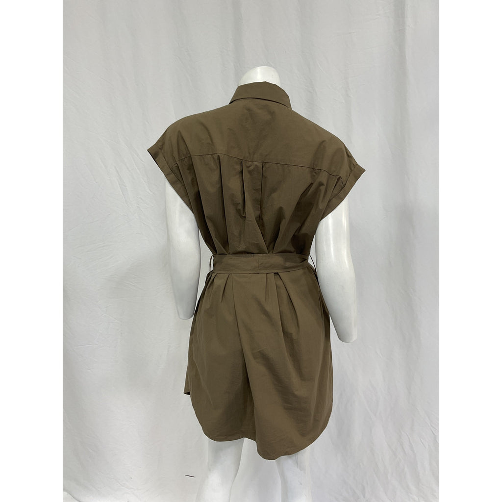 Matteau Mini Shirt Green Cotton Dress Size 1