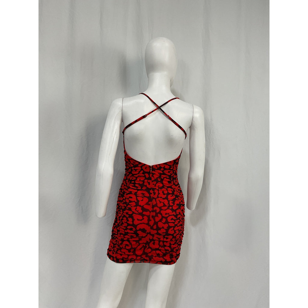 Michael Costello X Revolve 'Afton' Red Polyester Mini Dress Size XXS