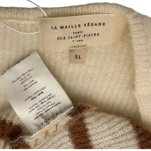 Sézane Striped Beige Barry Cardigan Size XL